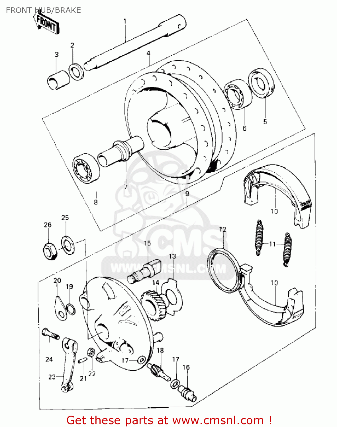 FRONT HUB/BRAKE KE100-A5 KE100 1976 CANADA