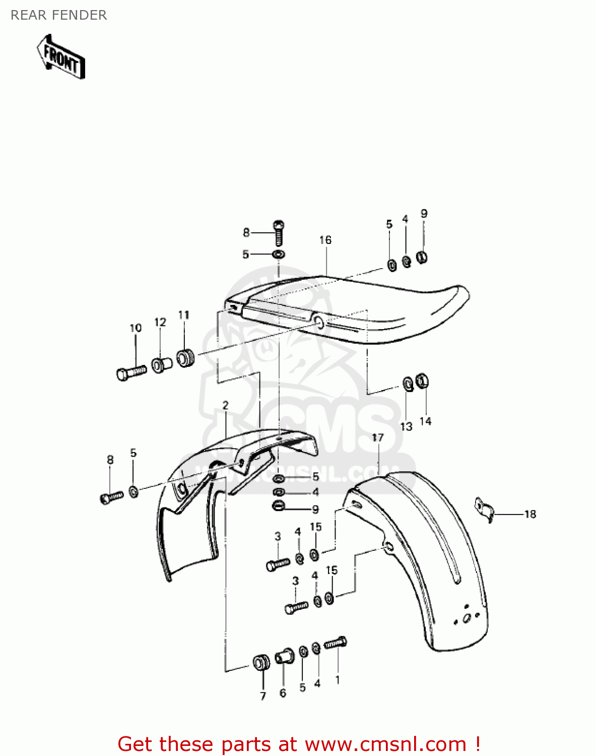 REAR FENDER KE100-A5 KE100 1976 CANADA