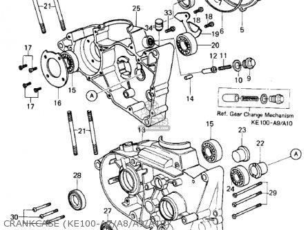 CRANKCASE (KE100-A7/A8/A9/A10) - KE100-A5 KE100 1976 CANADA