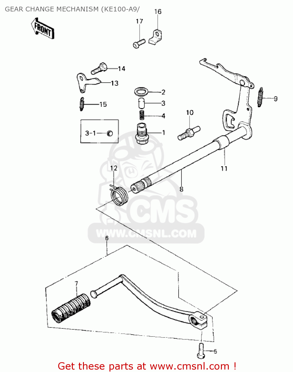 GEAR CHANGE MECHANISM (KE100-A9/ KE100-A6 KE100 1977 CANADA