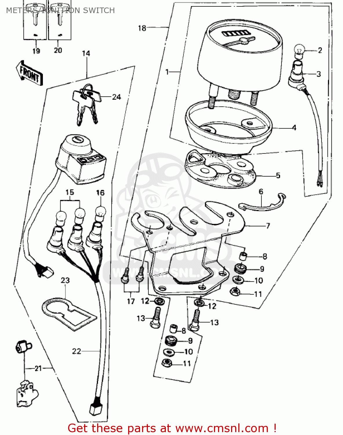 METERS/IGNITION SWITCH KE100-A6 KE100 1977 CANADA