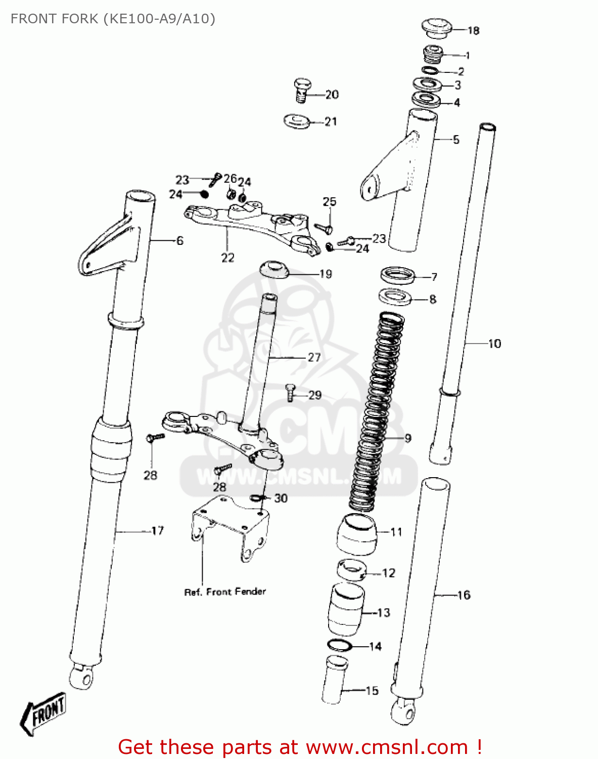 FRONT FORK (KE100-A9/A10) KE100-A8 KE100 1979 CANADA