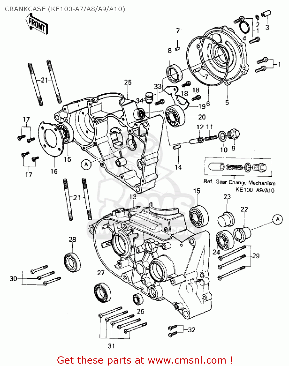 Kawasaki KE100-A9 KE100 1980 CANADA CRANKCASE (KE100-A7/A8/A9/A10 ...