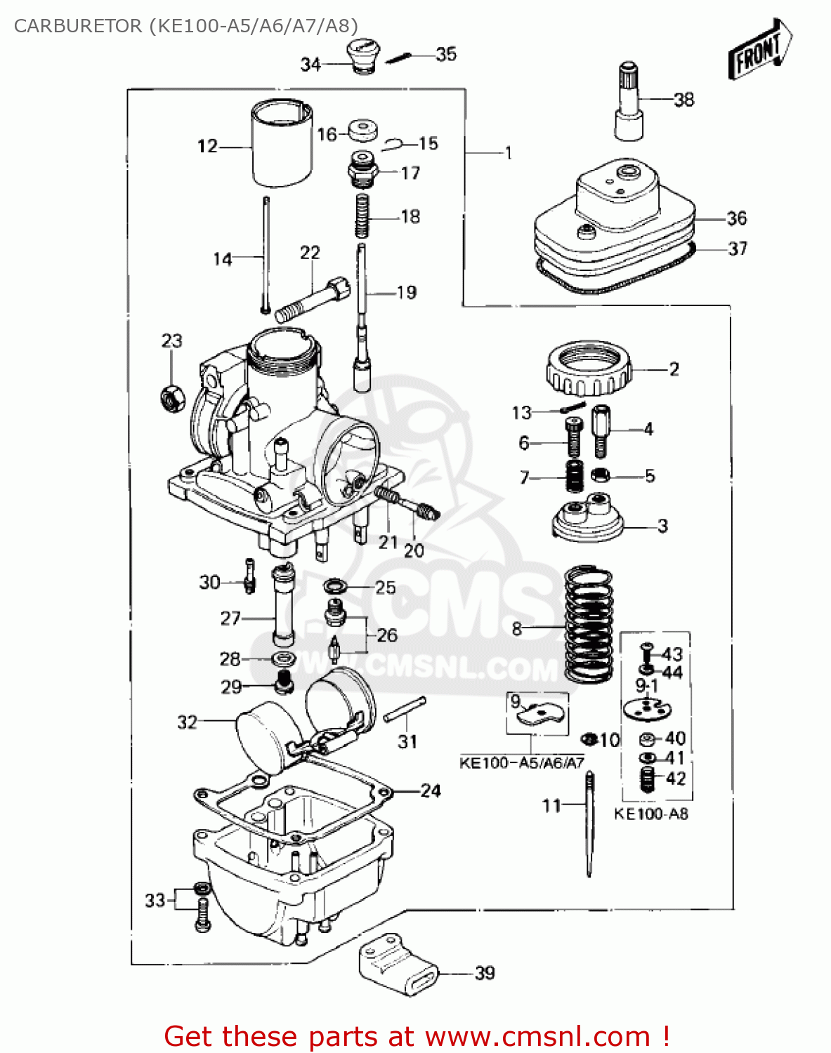 CARBURETOR (KE100-A5/A6/A7/A8) KE100-A9 KE100 1980 CANADA