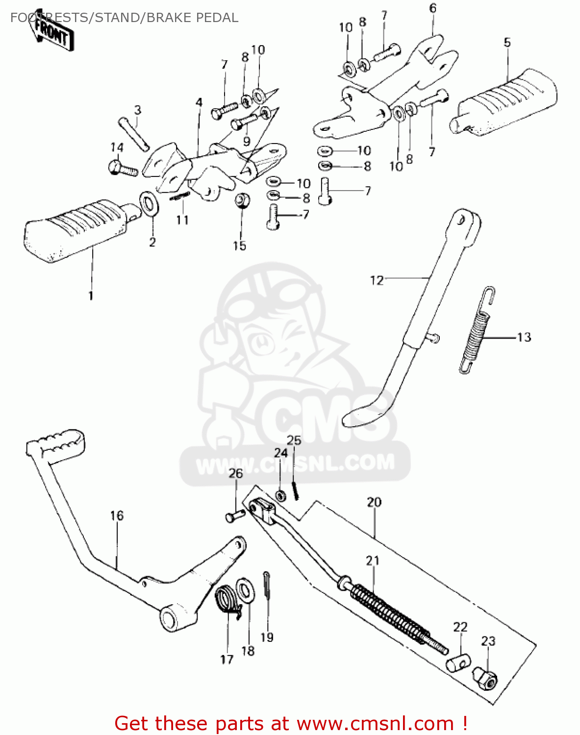 FOOTRESTS/STAND/BRAKE PEDAL KE100-A9 KE100 1980 CANADA