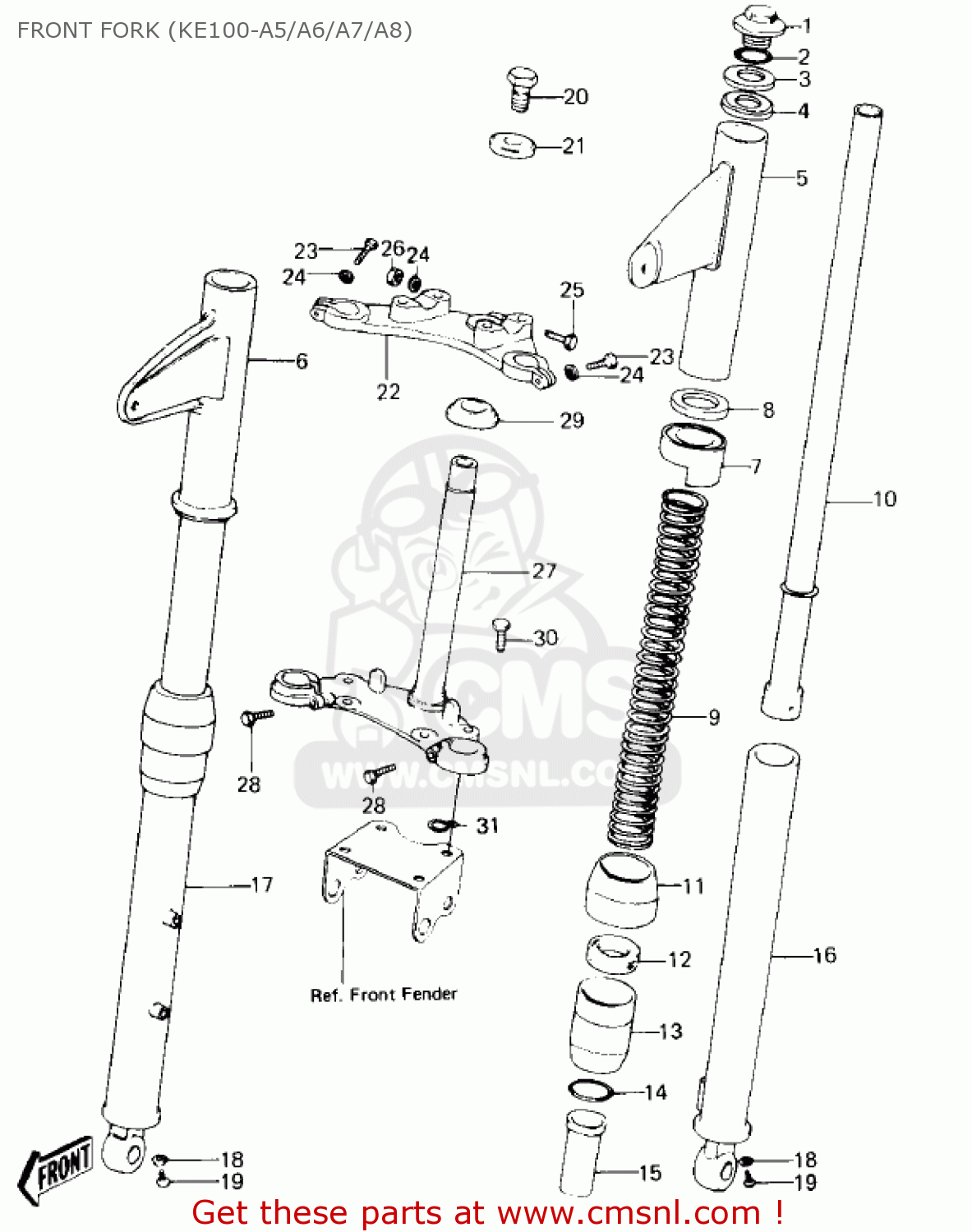 FRONT FORK (KE100-A5/A6/A7/A8) KE100-A9 KE100 1980 CANADA