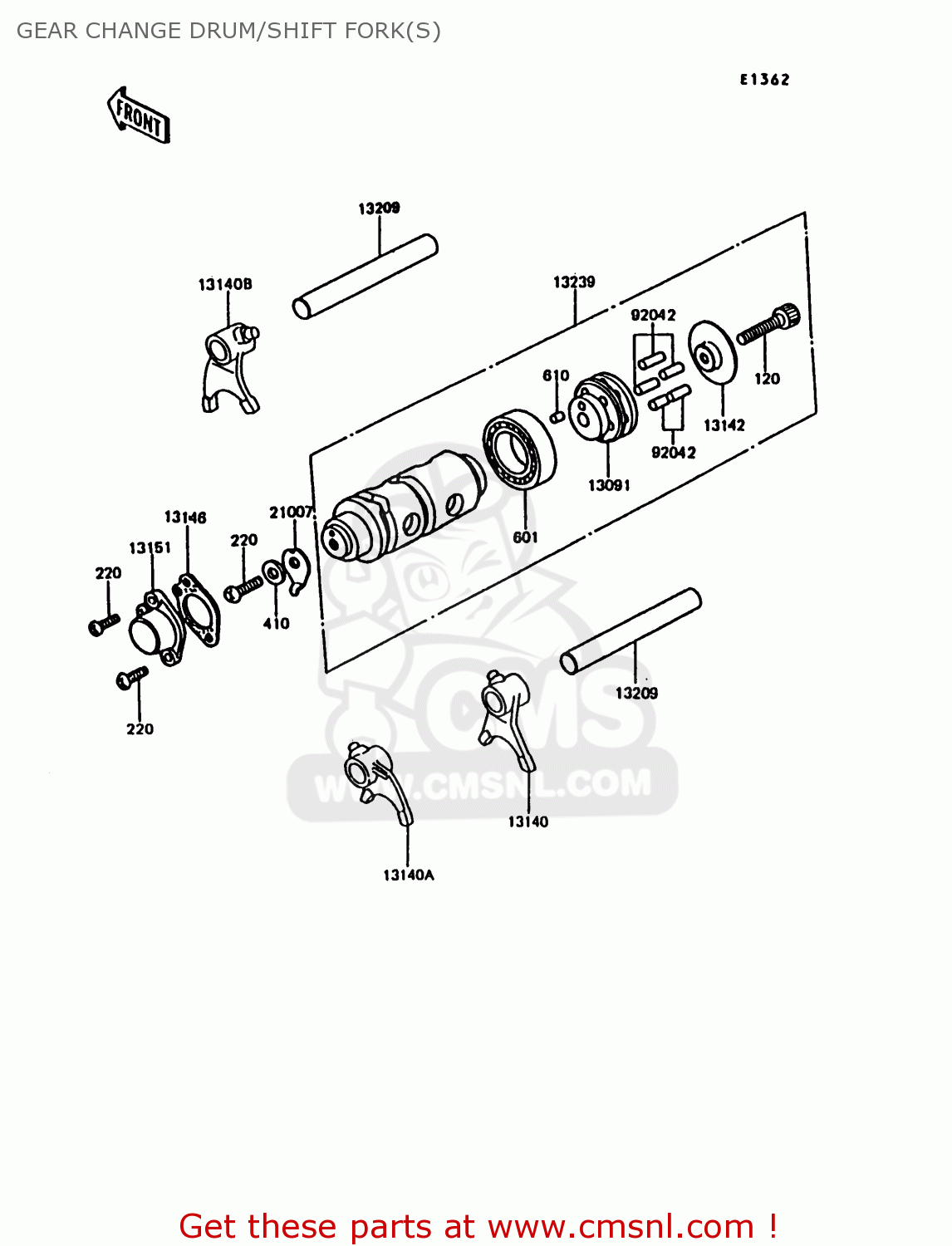 GEAR CHANGE DRUM/SHIFT FORK(S) KE100-B11 1992 USA CANADA