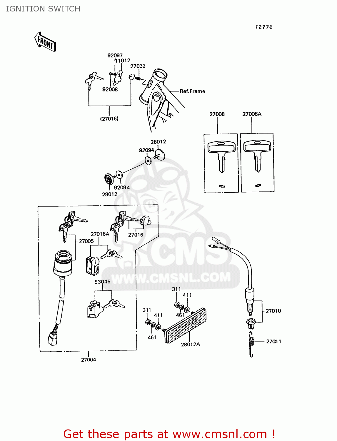 IGNITION SWITCH KE100-B11 1992 USA CANADA