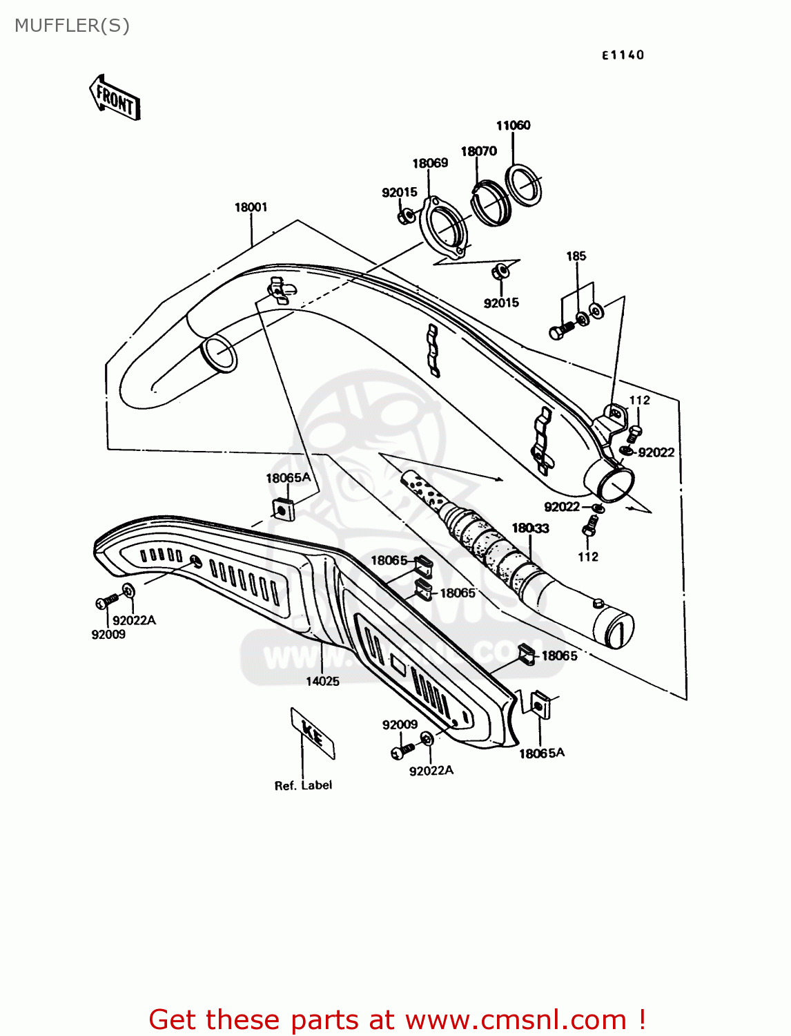 MUFFLER(S) KE100-B12 1993 USA CANADA