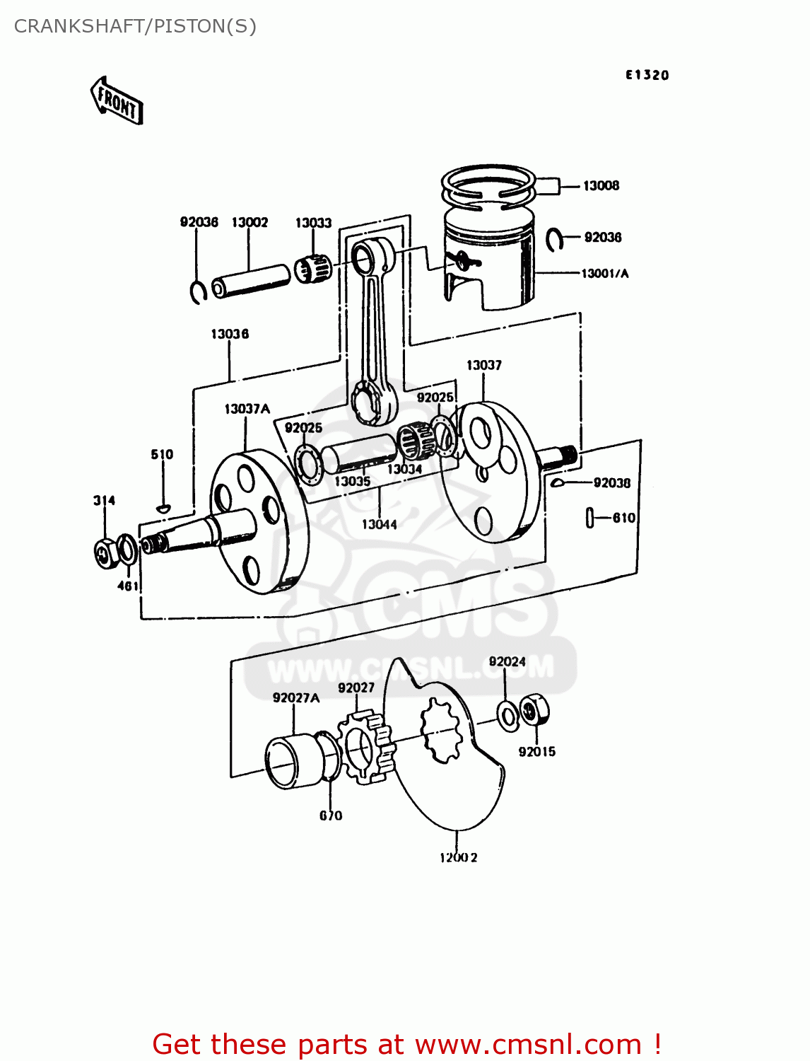 CRANKSHAFT/PISTON(S) KE100-B12 1993 USA CANADA