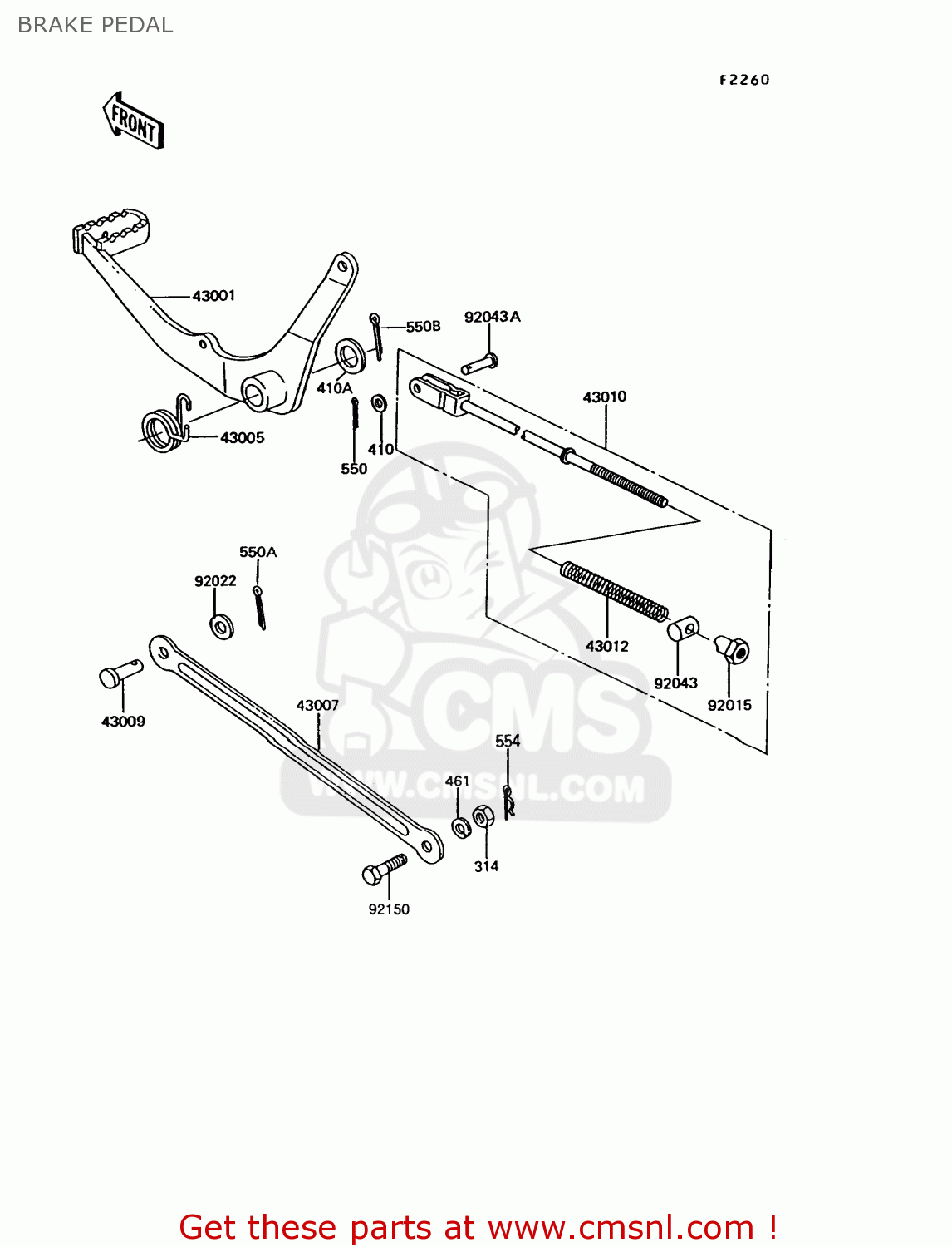 BRAKE PEDAL KE100-B12 1993 USA CANADA