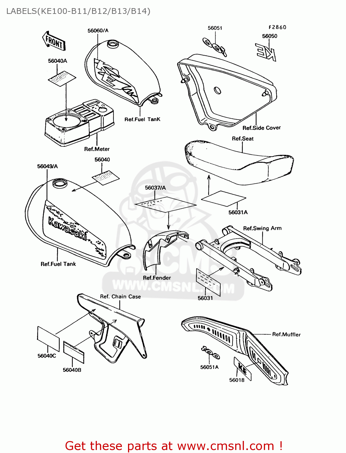 LABELS(KE100-B11/B12/B13/B14) KE100-B12 1993 USA CANADA