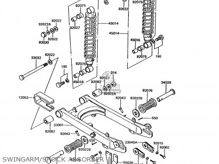 SWINGARM/SHOCK ABSORBER - KE100-B12 1993 USA CANADA