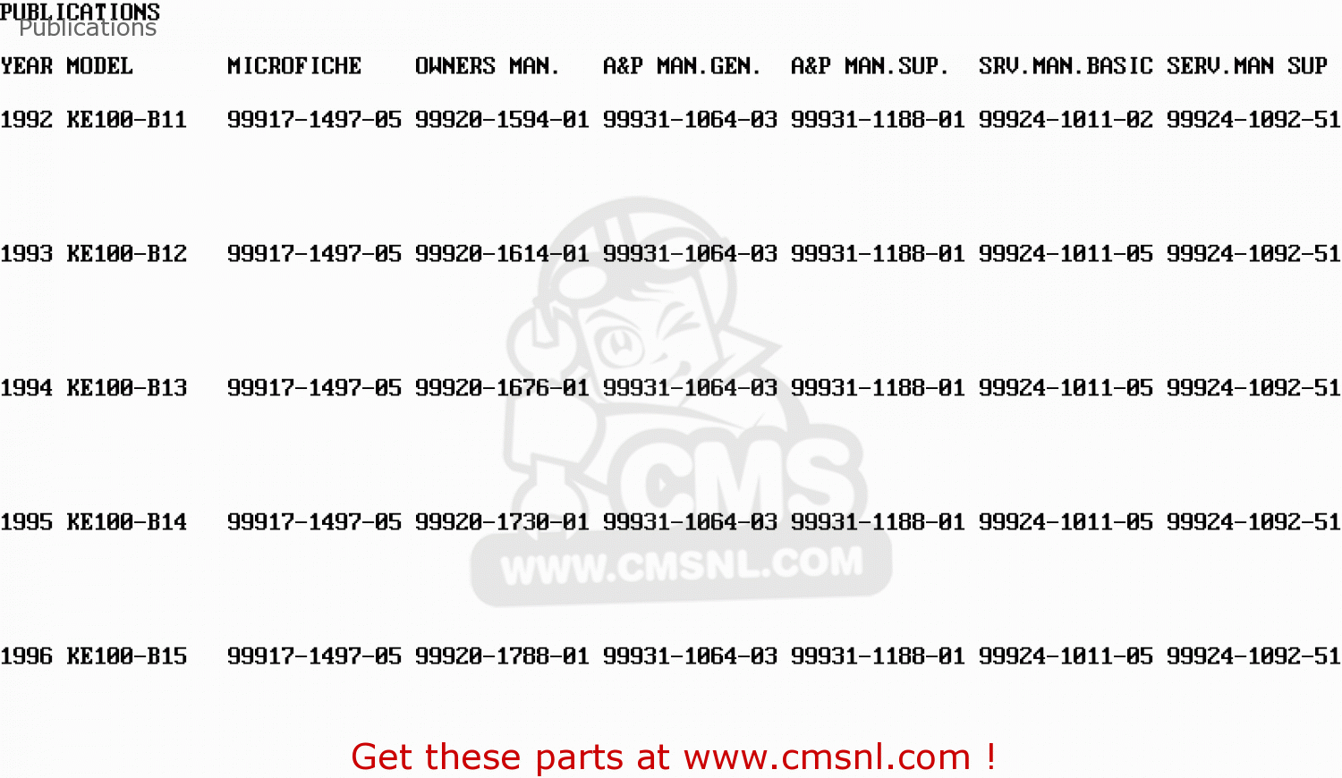Publications KE100-B13 1994 USA CANADA