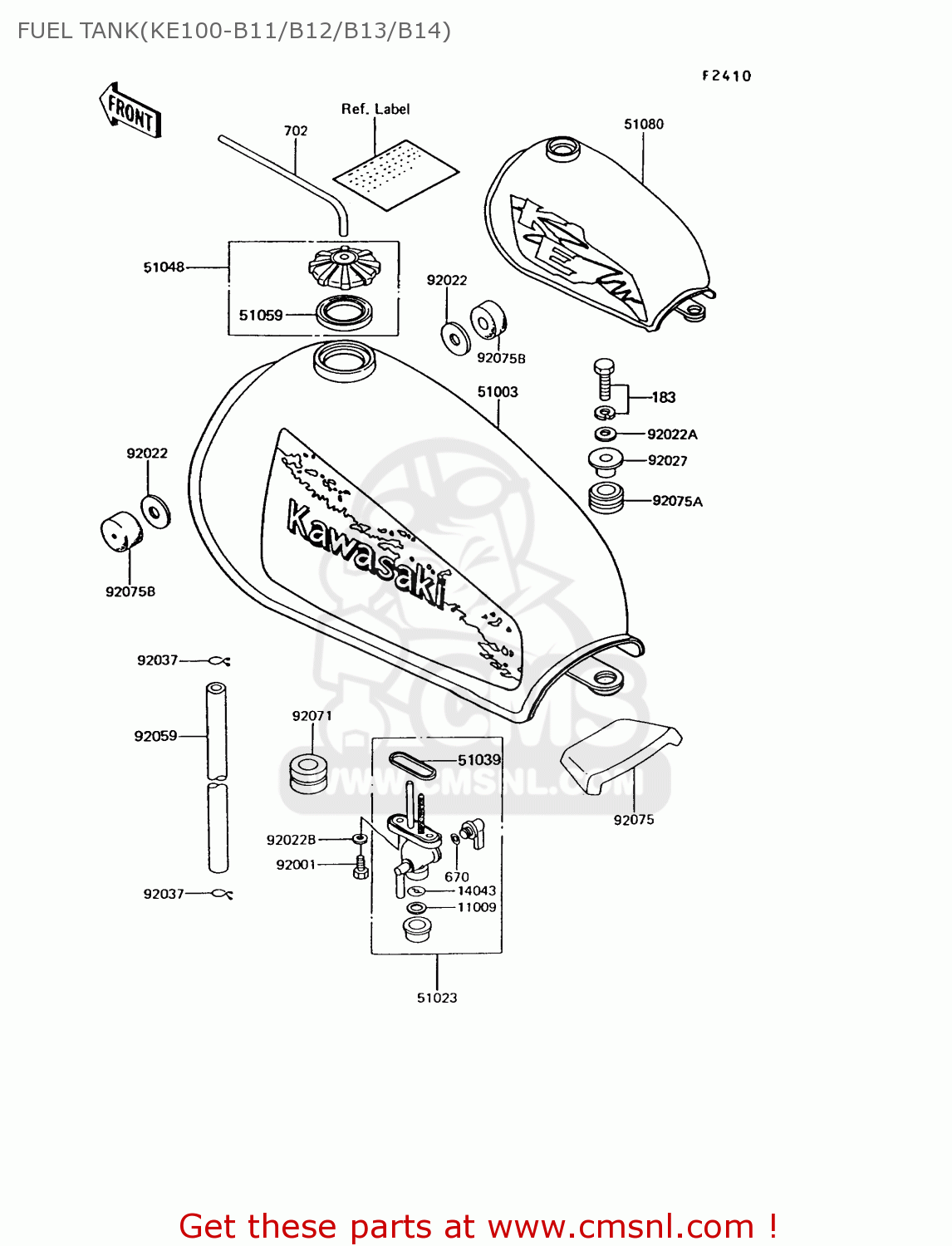 FUEL TANK(KE100-B11/B12/B13/B14) KE100-B14 1995 USA CANADA