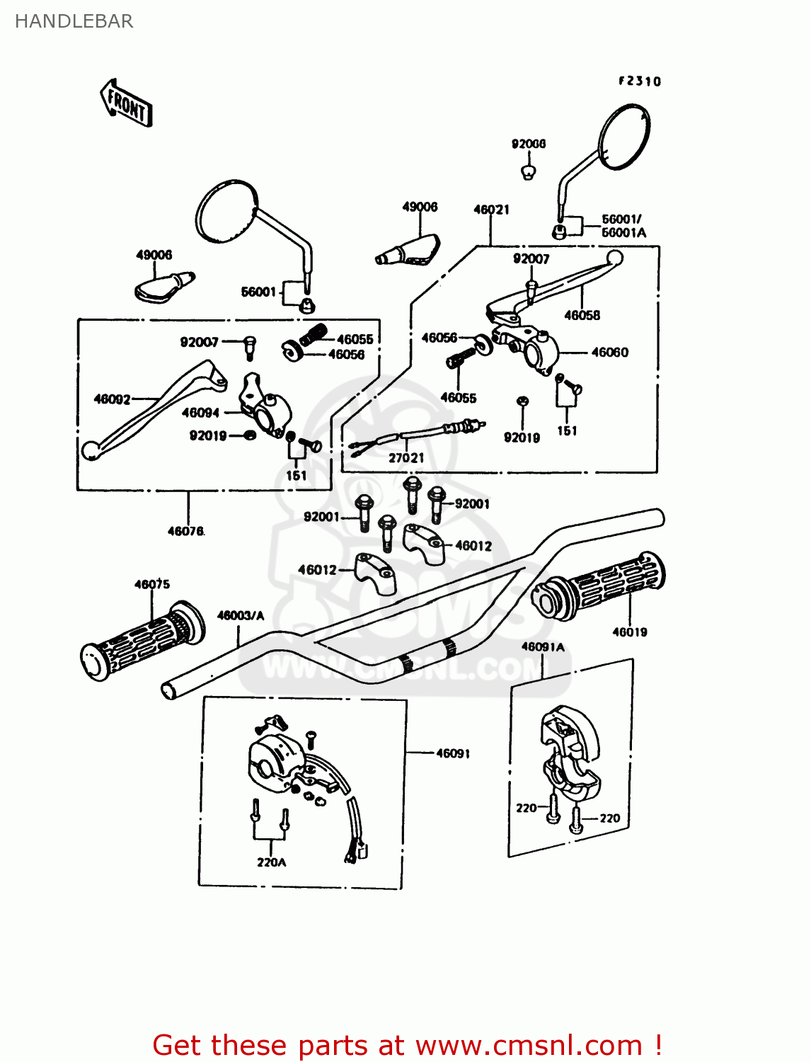 HANDLEBAR KE100-B15 1996 USA CANADA