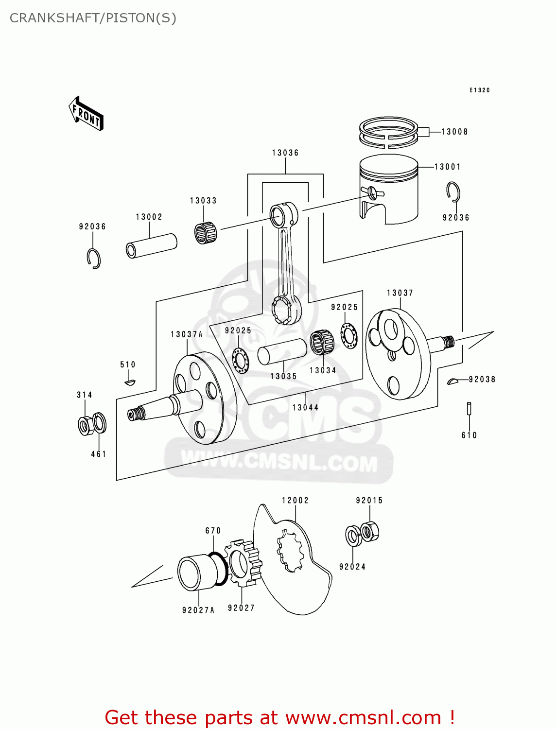 CRANKSHAFT/PISTON(S) KE100-B17 1998 USA