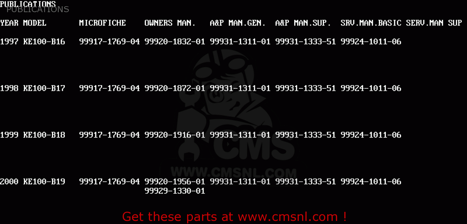 PUBLICATIONS KE100-B18 1999 USA