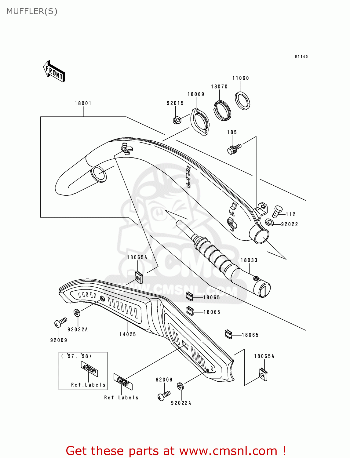 MUFFLER(S) KE100-B19 2000 USA CANADA