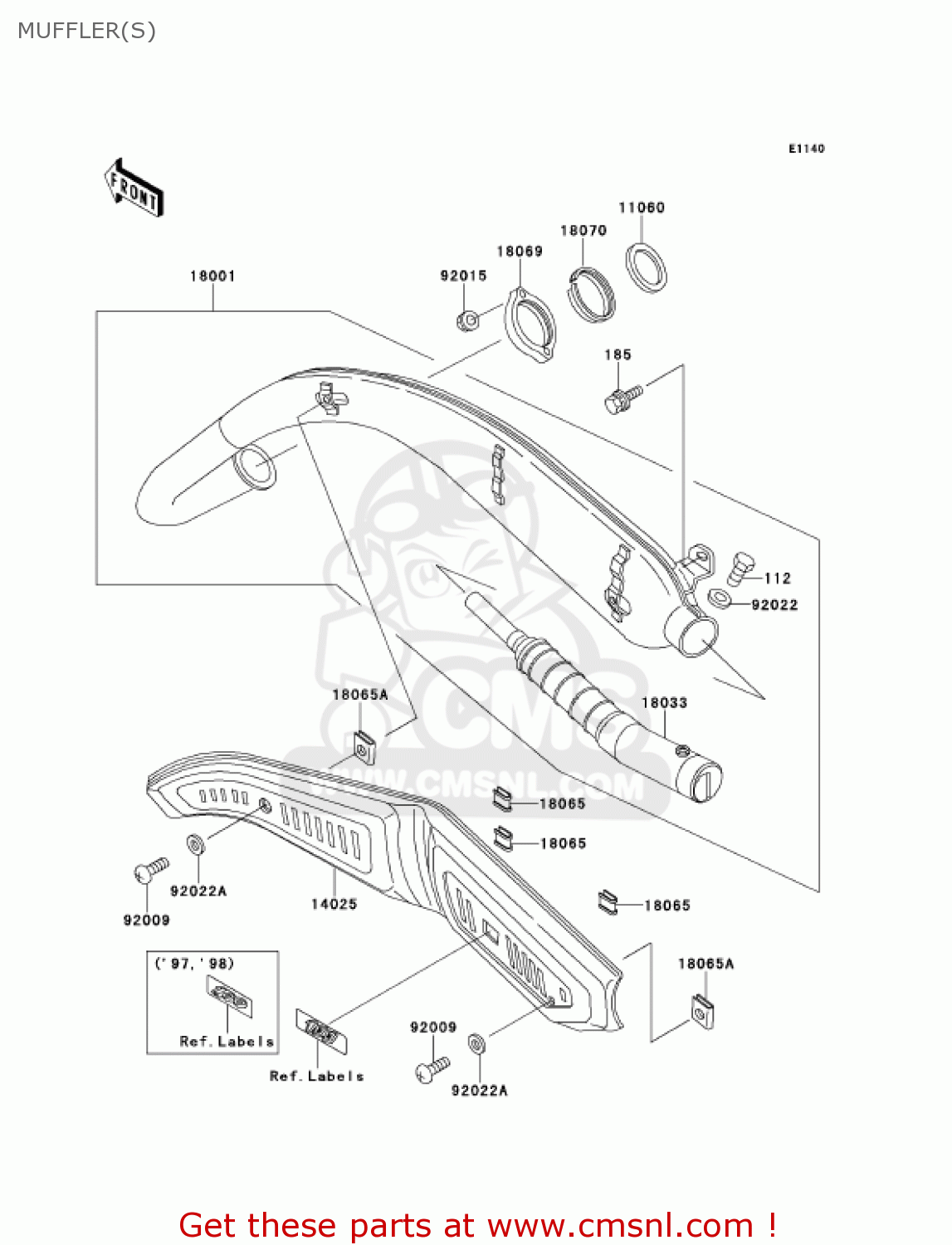 MUFFLER(S) KE100-B20 KE100 2001 USA CANADA