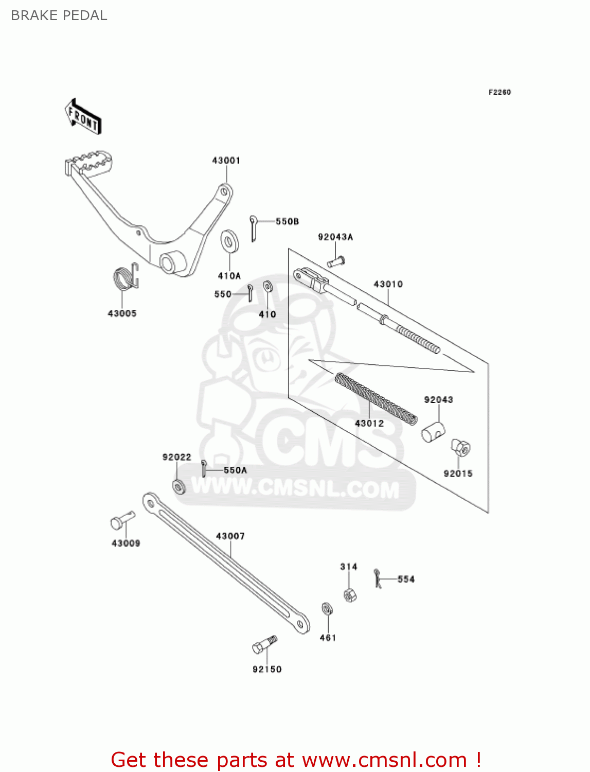 BRAKE PEDAL KE100-B20 KE100 2001 USA CANADA