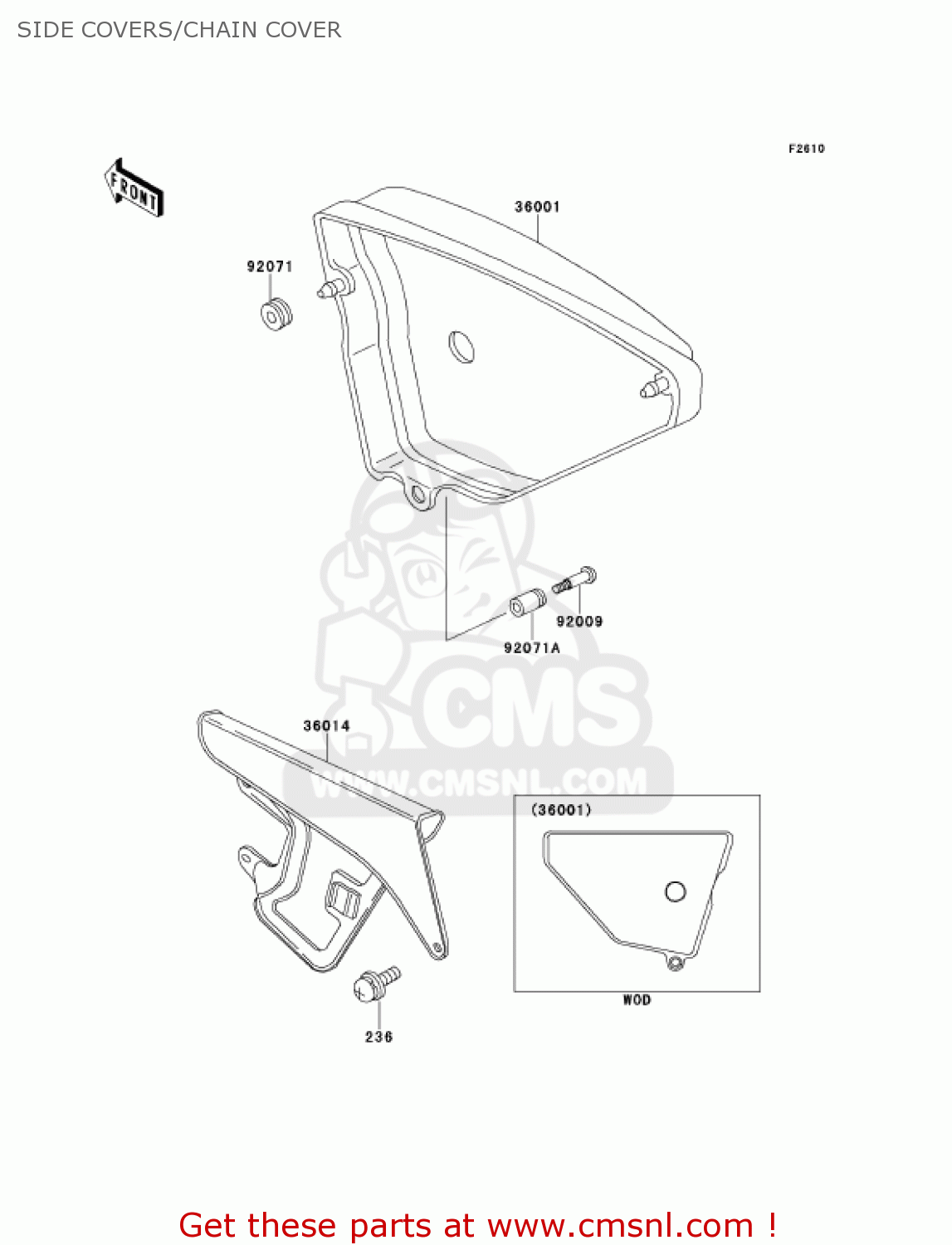 SIDE COVERS/CHAIN COVER KE100-B20 KE100 2001 USA CANADA