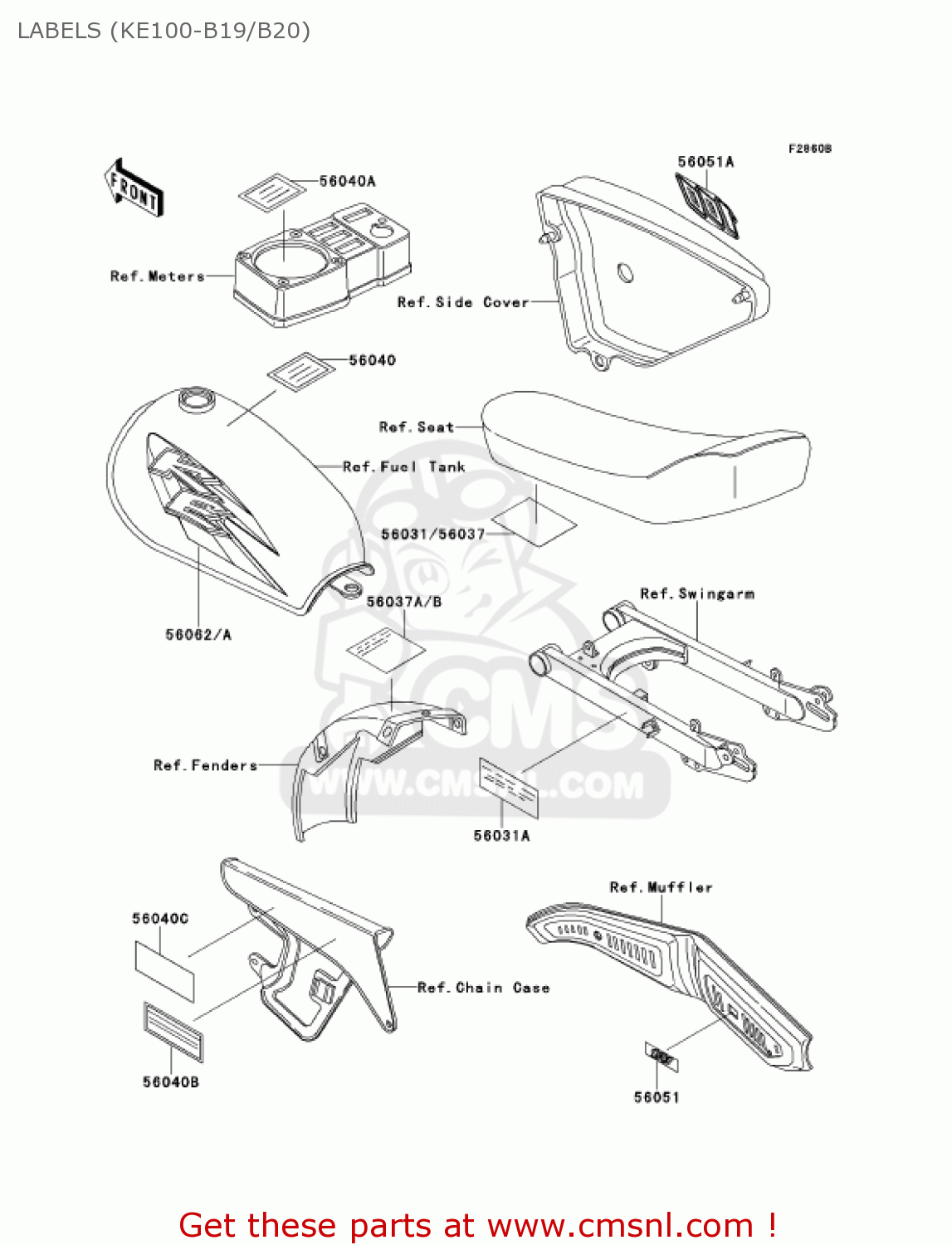LABELS (KE100-B19/B20) KE100-B20 KE100 2001 USA CANADA