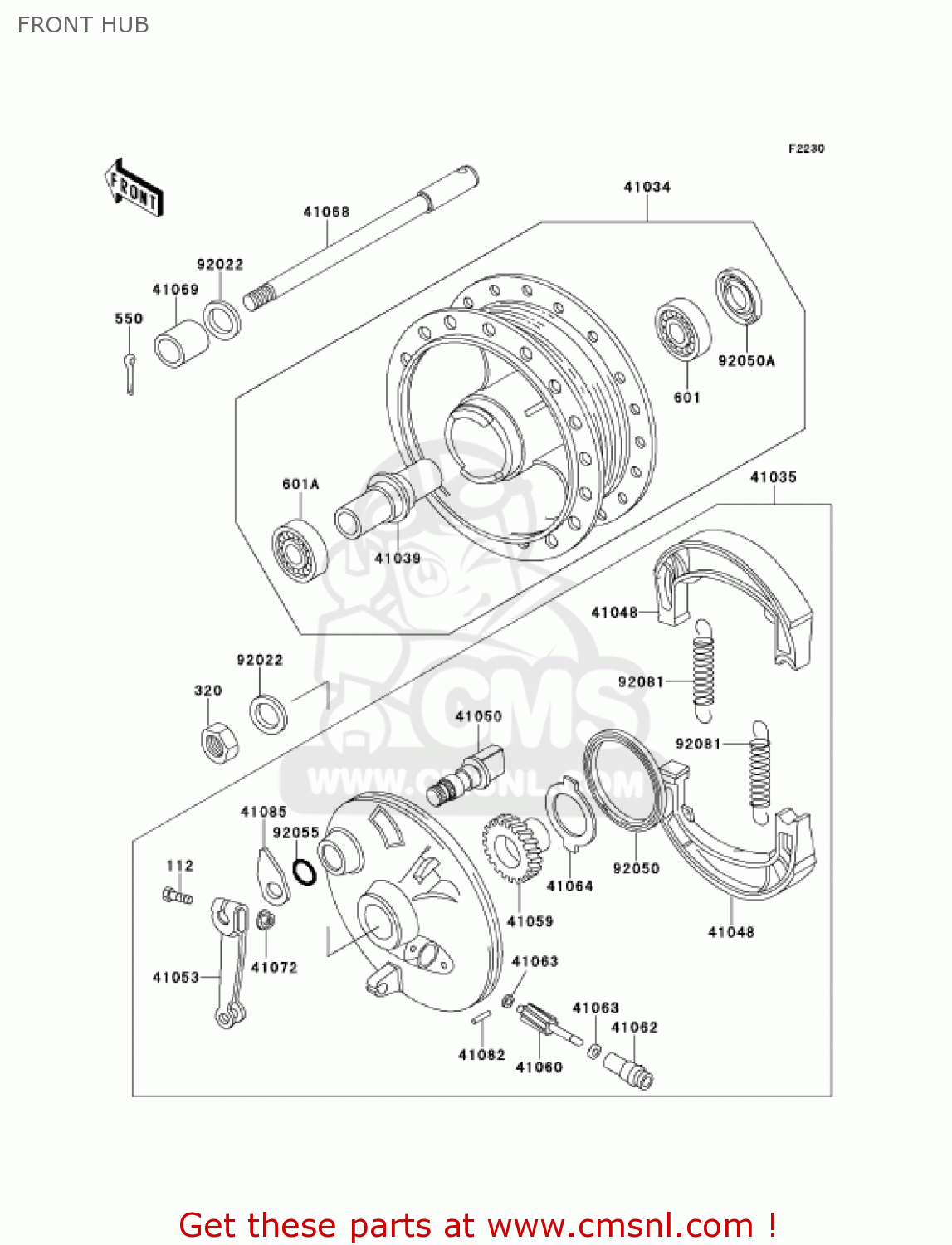 FRONT HUB KE100-B20 KE100 2001 USA CANADA