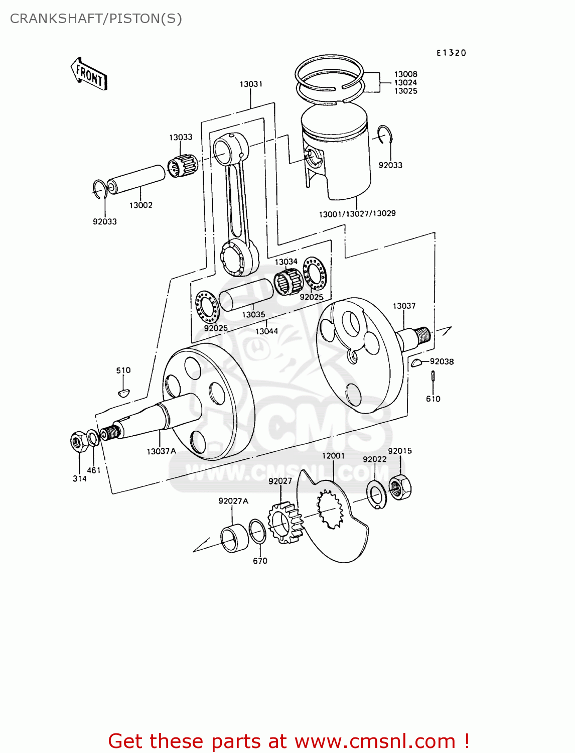 CRANKSHAFT/PISTON(S) KE100-B7 1988 UNITED KINGDOM