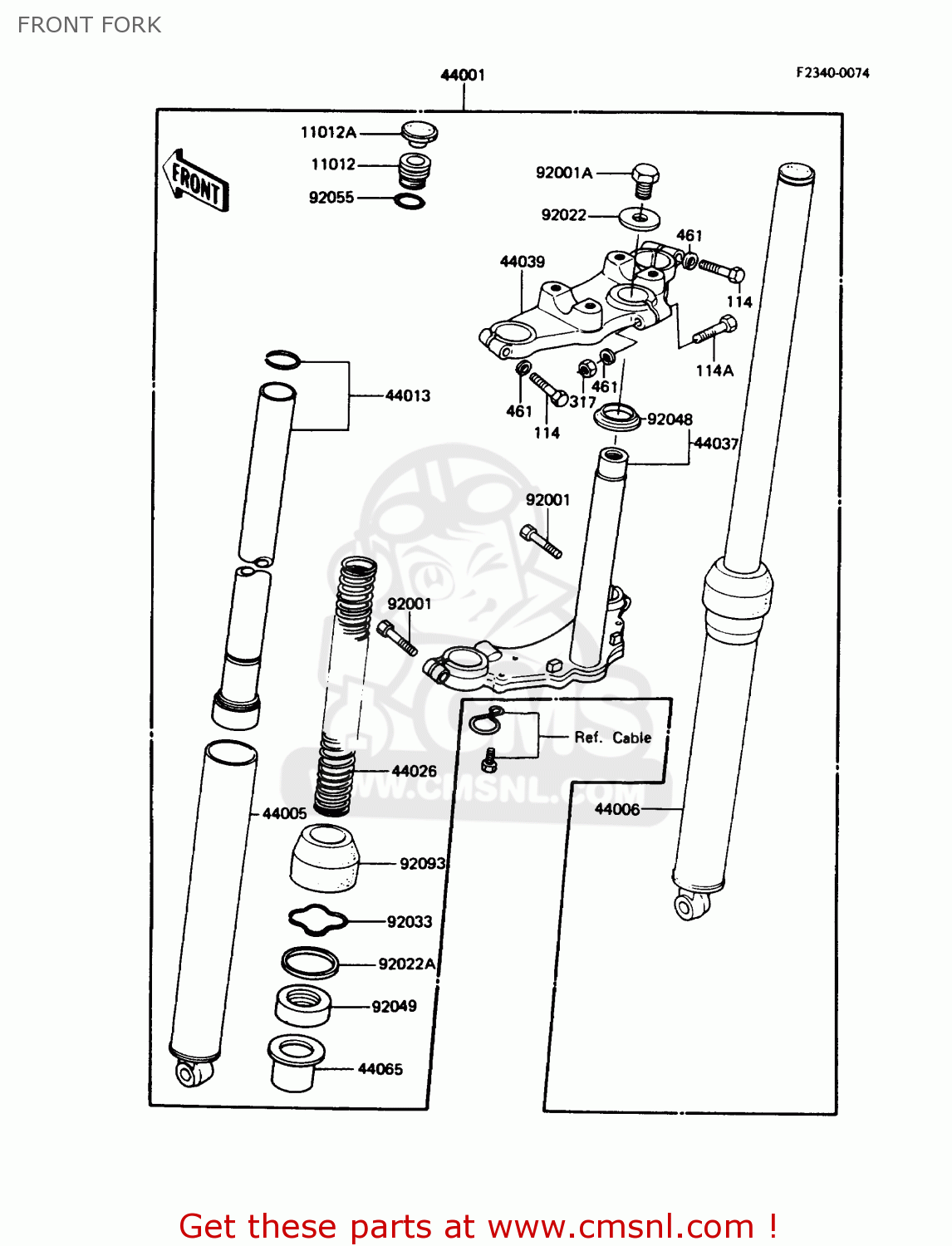 Kawasaki KE100-B8 1989 USA FRONT FORK - buy original FRONT FORK spares ...