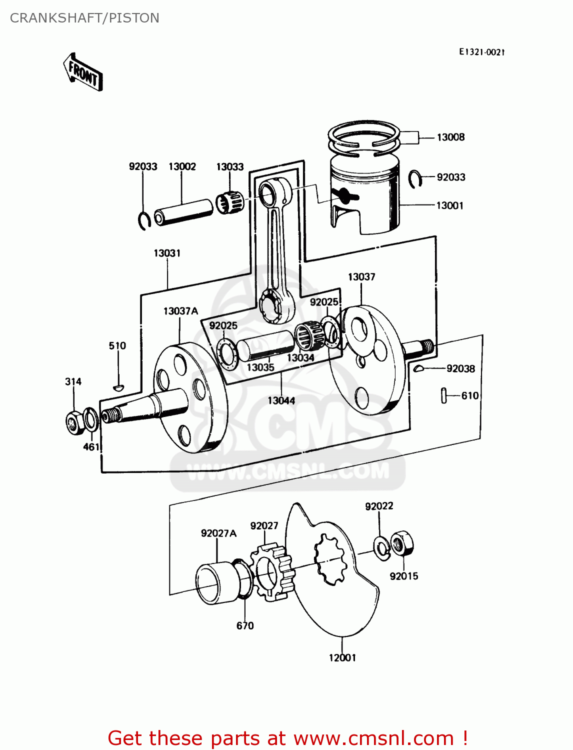 CRANKSHAFT/PISTON KE100-B8 1989 USA