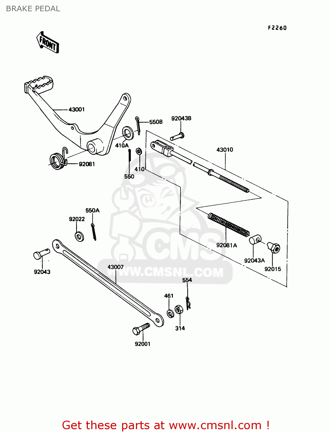 BRAKE PEDAL KE100-B9 1990 USA