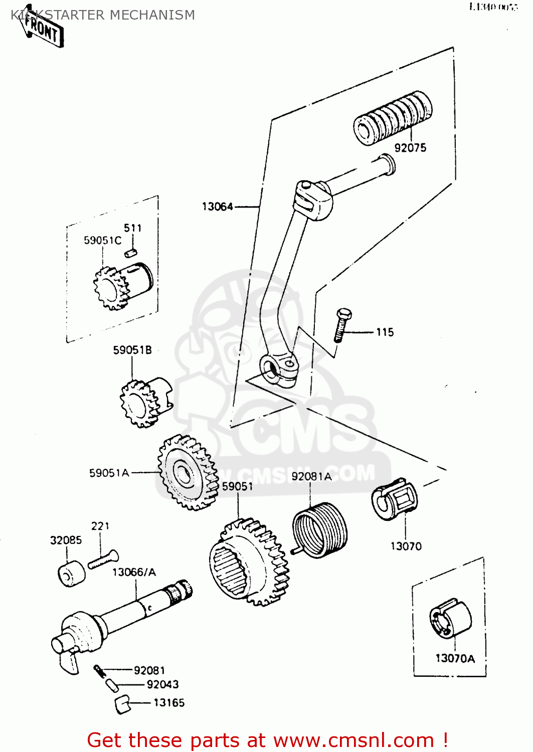 Kawasaki KE100B2 1983 EUROPE UK KICKSTARTER MECHANISM - buy original ...