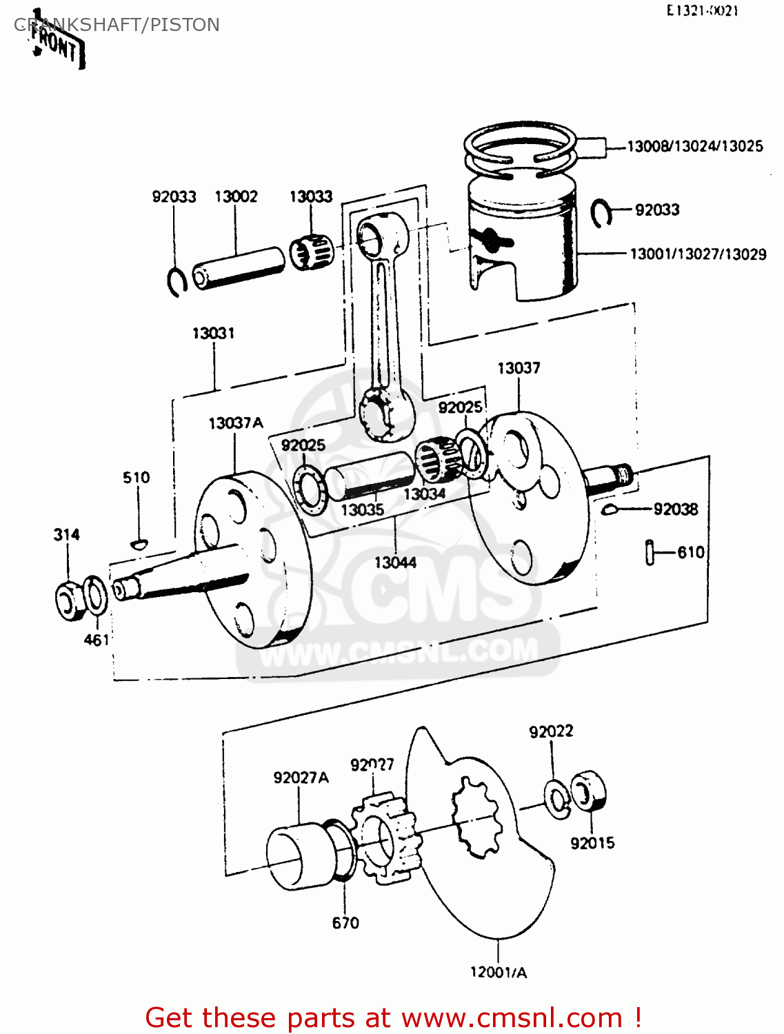 CRANKSHAFT/PISTON KE100B2 1983 EUROPE UK