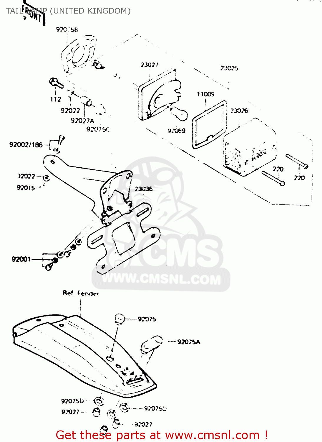 TAIL LAMP (UNITED KINGDOM) KE100B3 1984 EUROPE UK