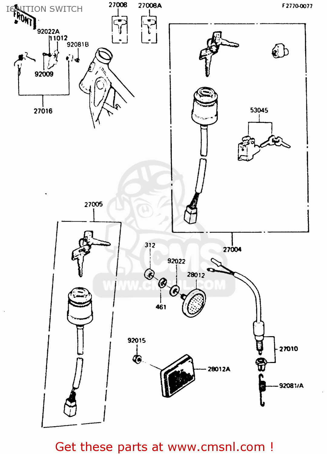 IGNITION SWITCH KE100B3 1984 EUROPE UK