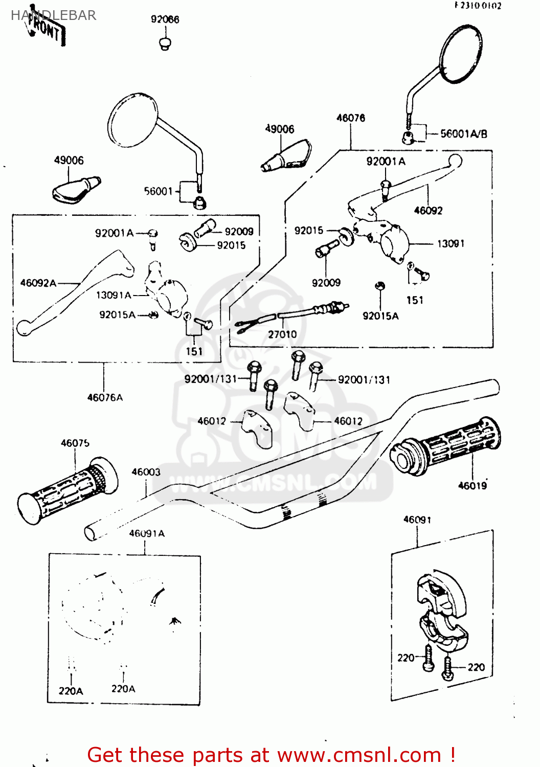 HANDLEBAR KE100B4 1985 EUROPE UK NR