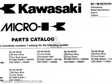 MODEL IDENTIFICATION - KE100B4 1985 EUROPE UK NR