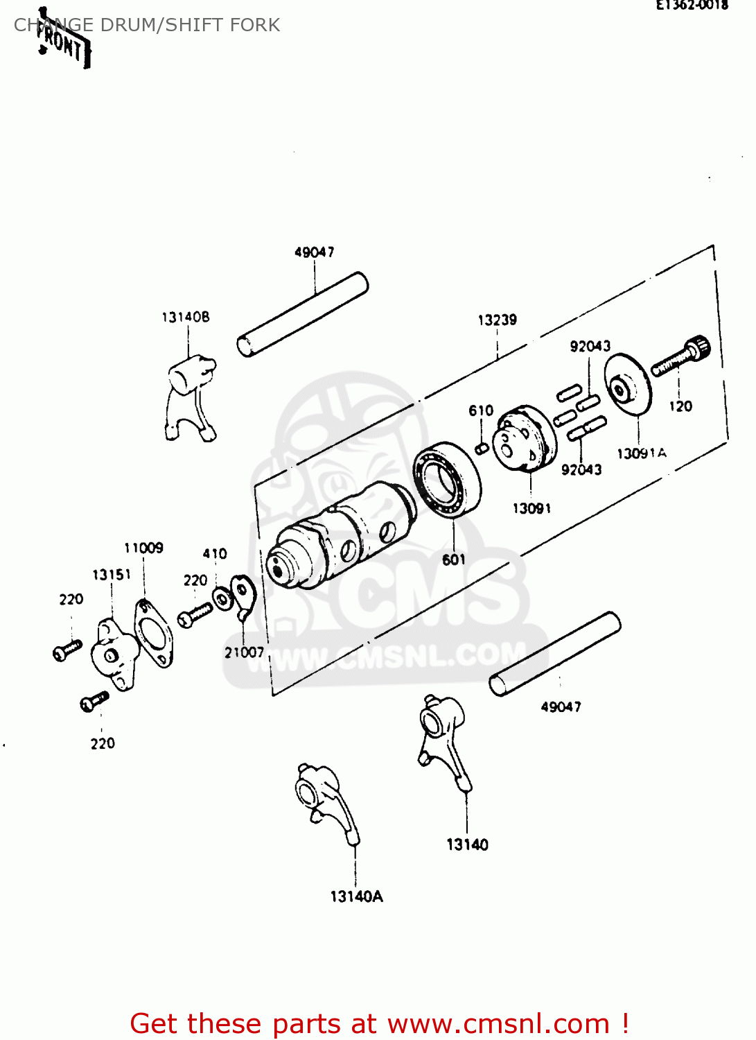 CHANGE DRUM/SHIFT FORK KE100B5 1986 EUROPE UK