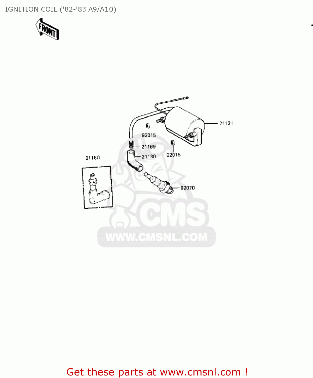 IGNITION COIL ('82-'83 A9/A10) KE125-A10 KE125 1983 USA USA CANADA