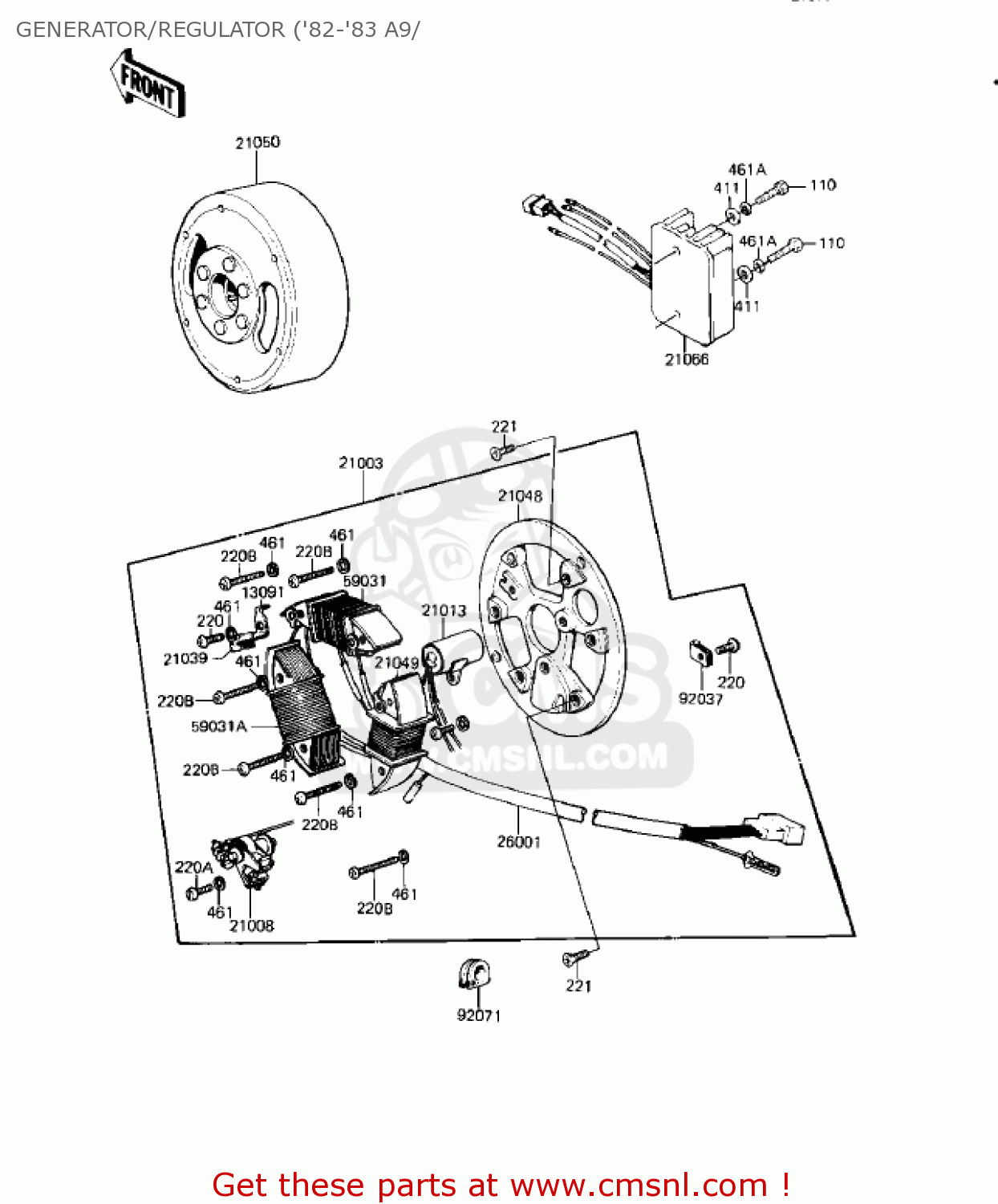 GENERATOR/REGULATOR ('82-'83 A9/ KE125-A10 KE125 1983 USA USA CANADA