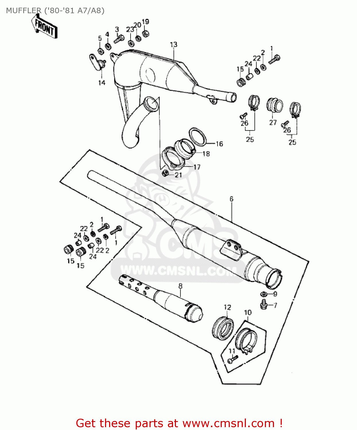MUFFLER ('80-'81 A7/A8) KE125-A10 KE125 1983 USA USA CANADA