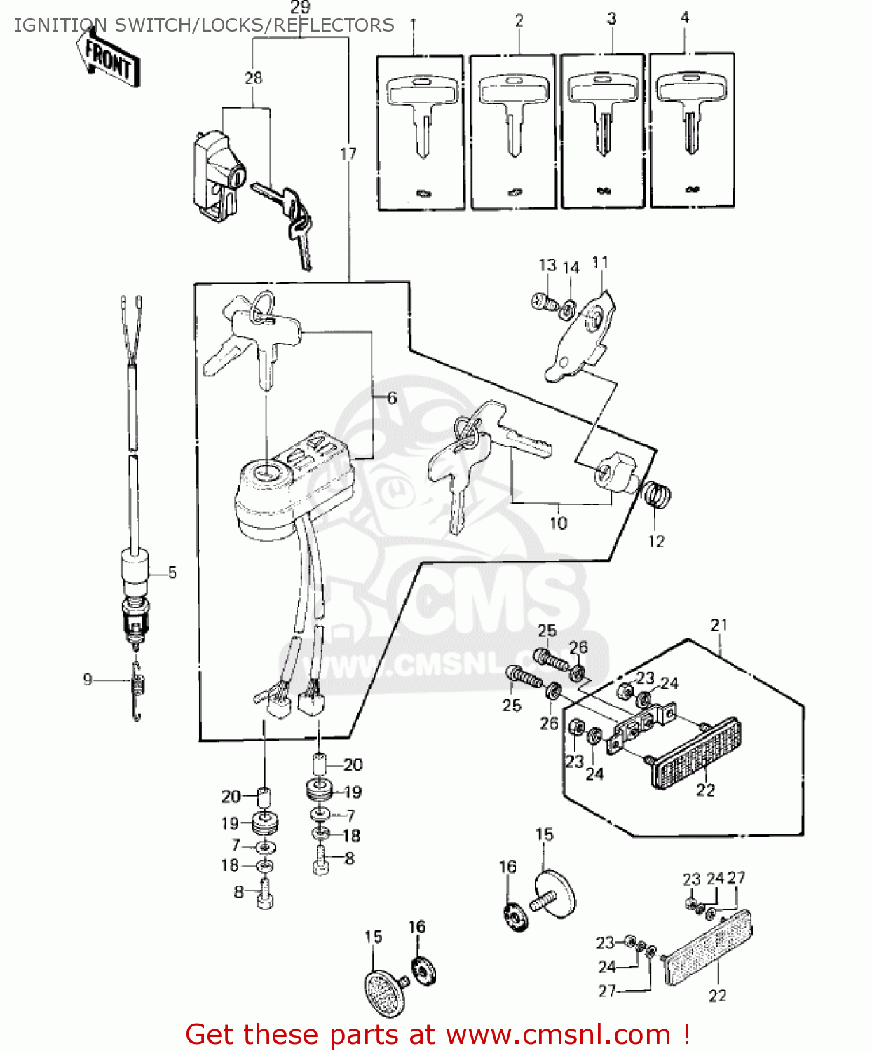 IGNITION SWITCH/LOCKS/REFLECTORS KE125-A10 KE125 1983 USA USA CANADA
