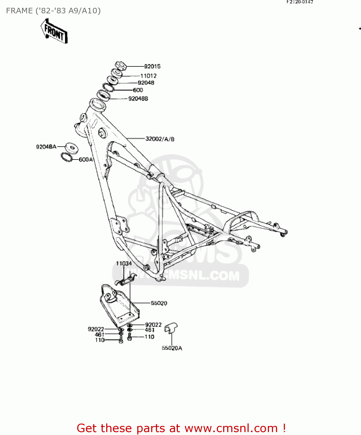 FRAME ('82-'83 A9/A10) KE125-A10 KE125 1983 USA USA CANADA