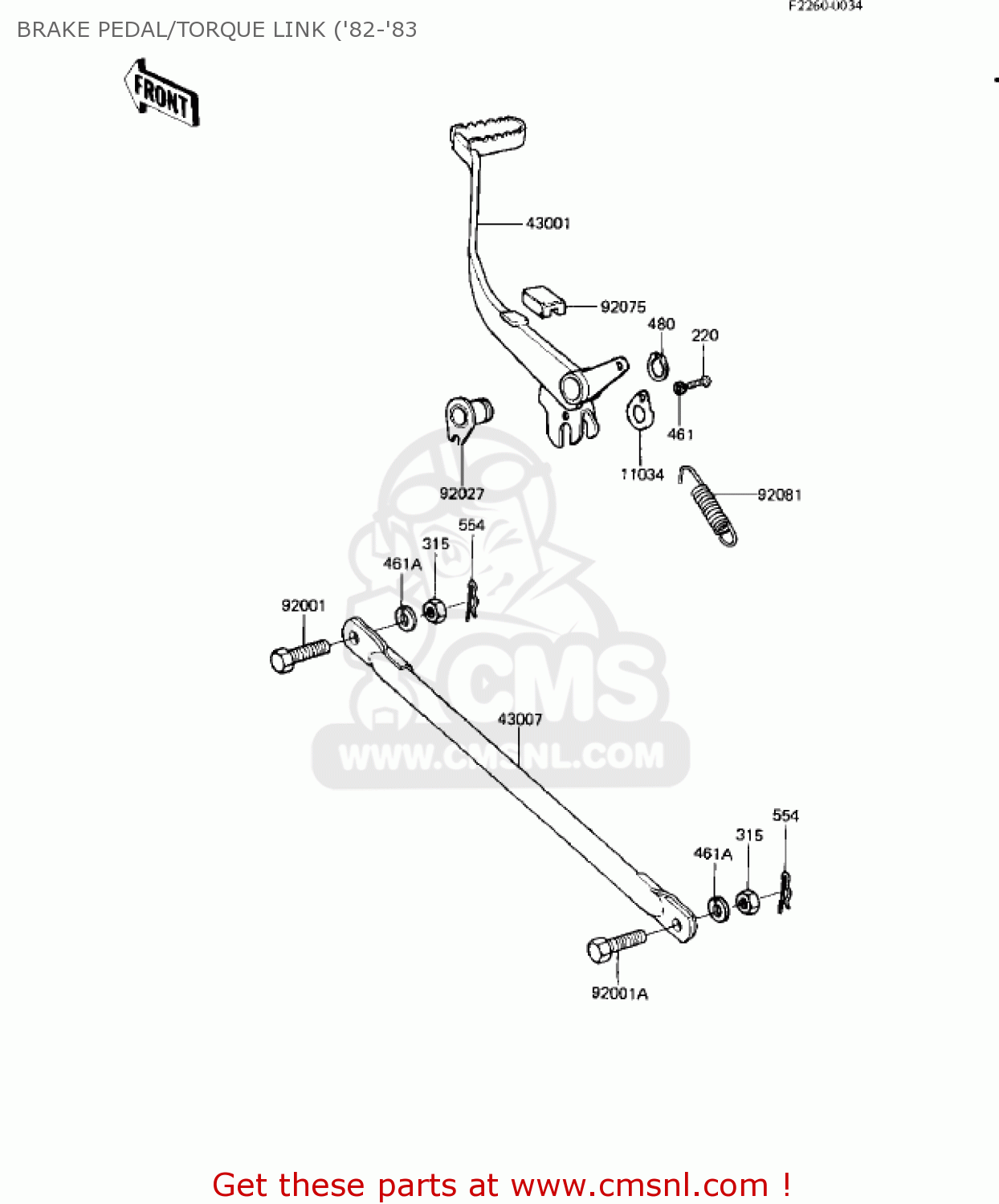 BRAKE PEDAL/TORQUE LINK ('82-'83 KE125-A10 KE125 1983 USA USA CANADA