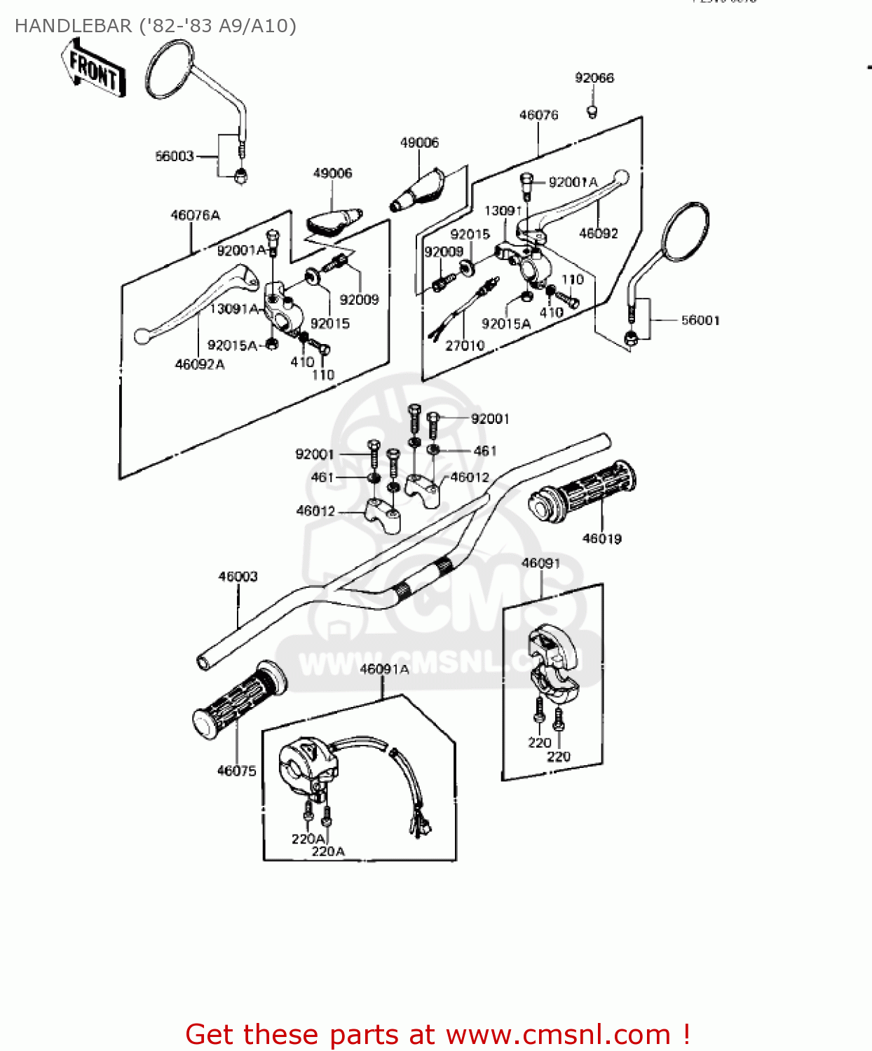 HANDLEBAR ('82-'83 A9/A10) KE125-A10 KE125 1983 USA USA CANADA