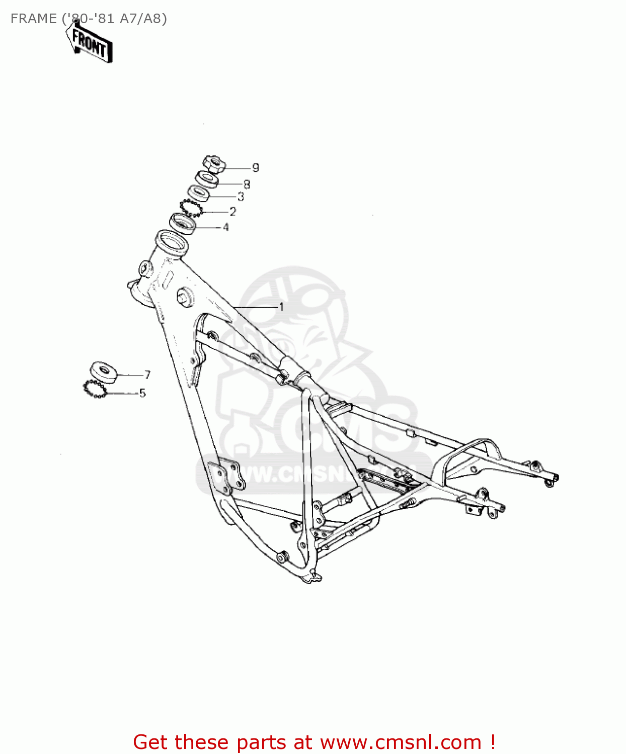 FRAME ('80-'81 A7/A8) KE125-A10 KE125 1983 USA USA CANADA
