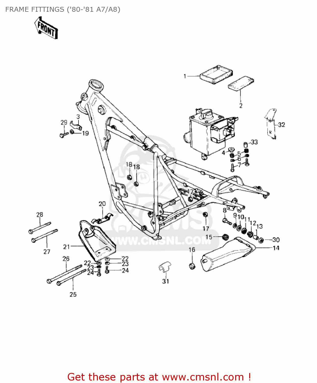 FRAME FITTINGS ('80-'81 A7/A8) KE125-A10 KE125 1983 USA USA CANADA