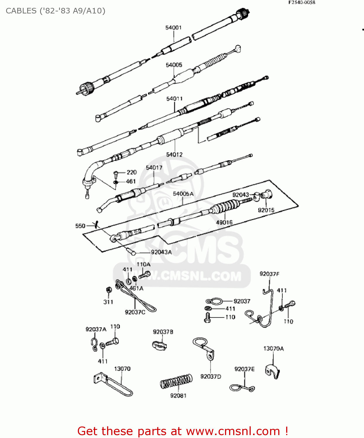 CABLES ('82-'83 A9/A10) KE125-A10 KE125 1983 USA USA CANADA