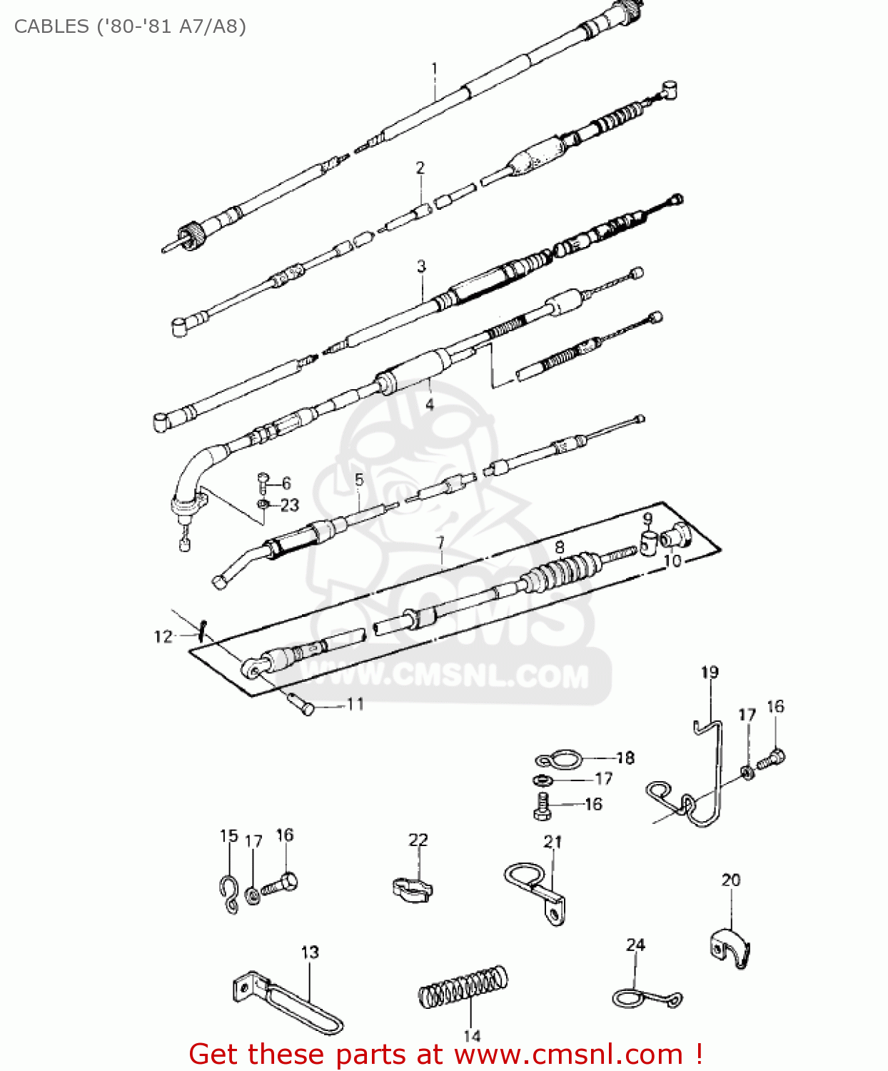 CABLES ('80-'81 A7/A8) KE125-A10 KE125 1983 USA USA CANADA